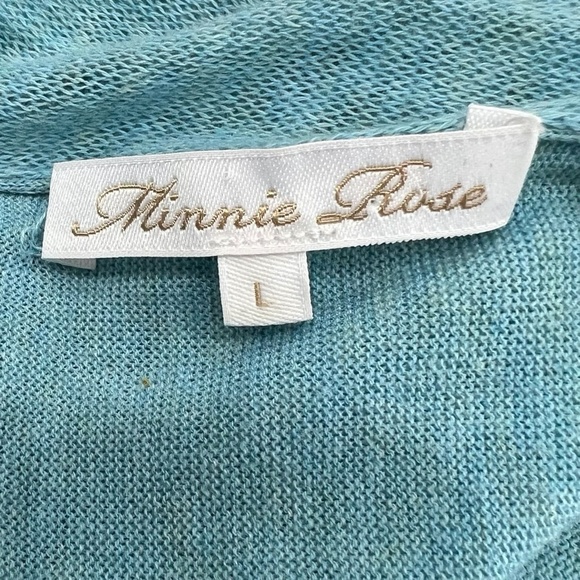 MINNIE ROSE AQUA BLUE OVERSIZED OPEN SHORT SLEEVE COTTON CARDIGAN - Picture 11 of 14